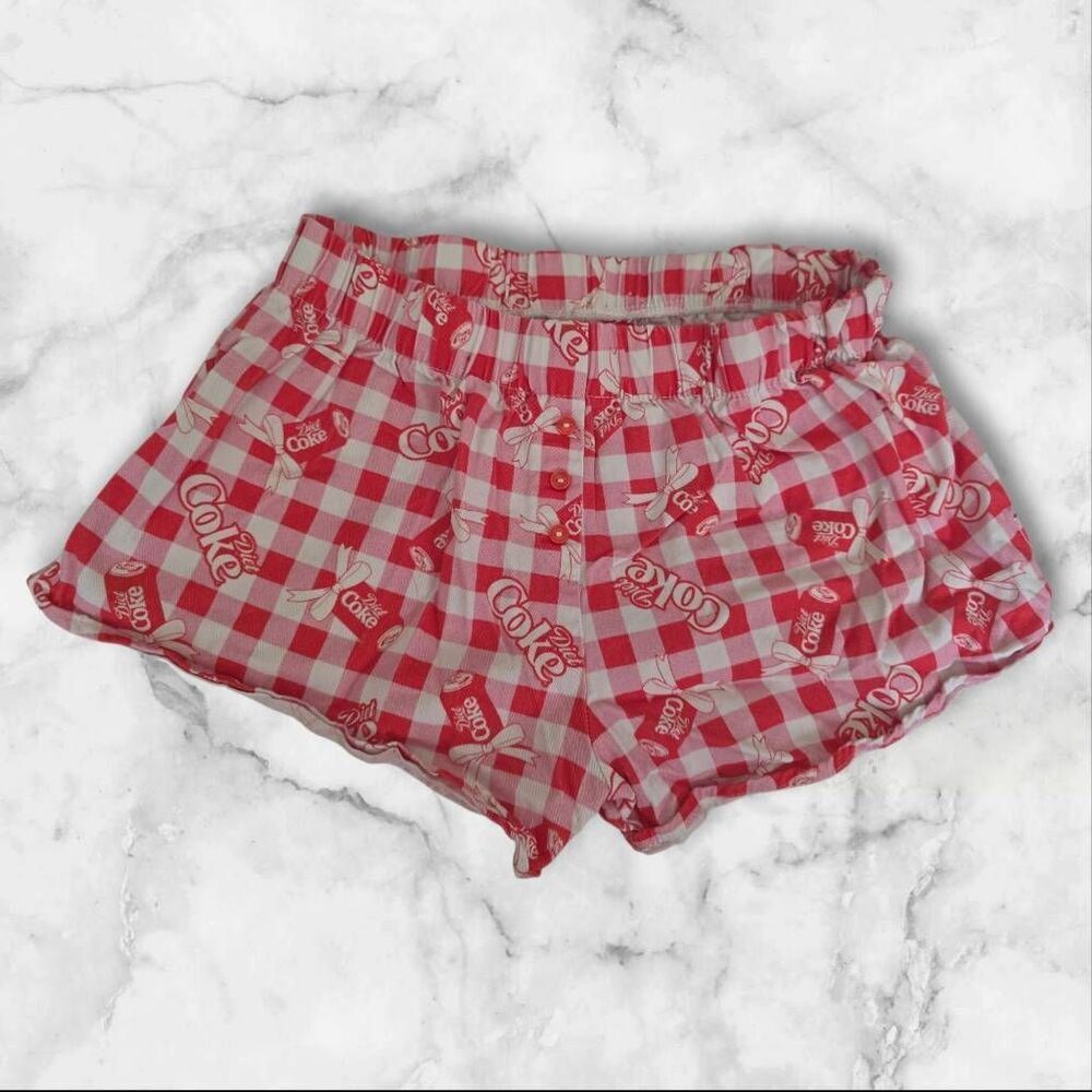 Coca-Cola Medium Plaid Pink & Red Bow Shorts